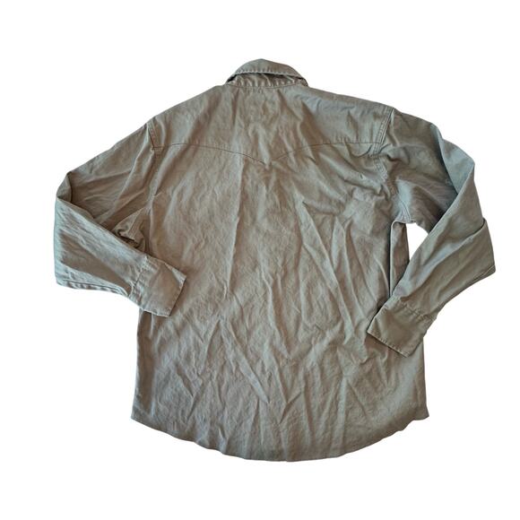 Wrangler Pearl Snap Long Sleeve Gray Button‎ Up Shirt Heavy Weight Cotton XL - Picture 3 of 9